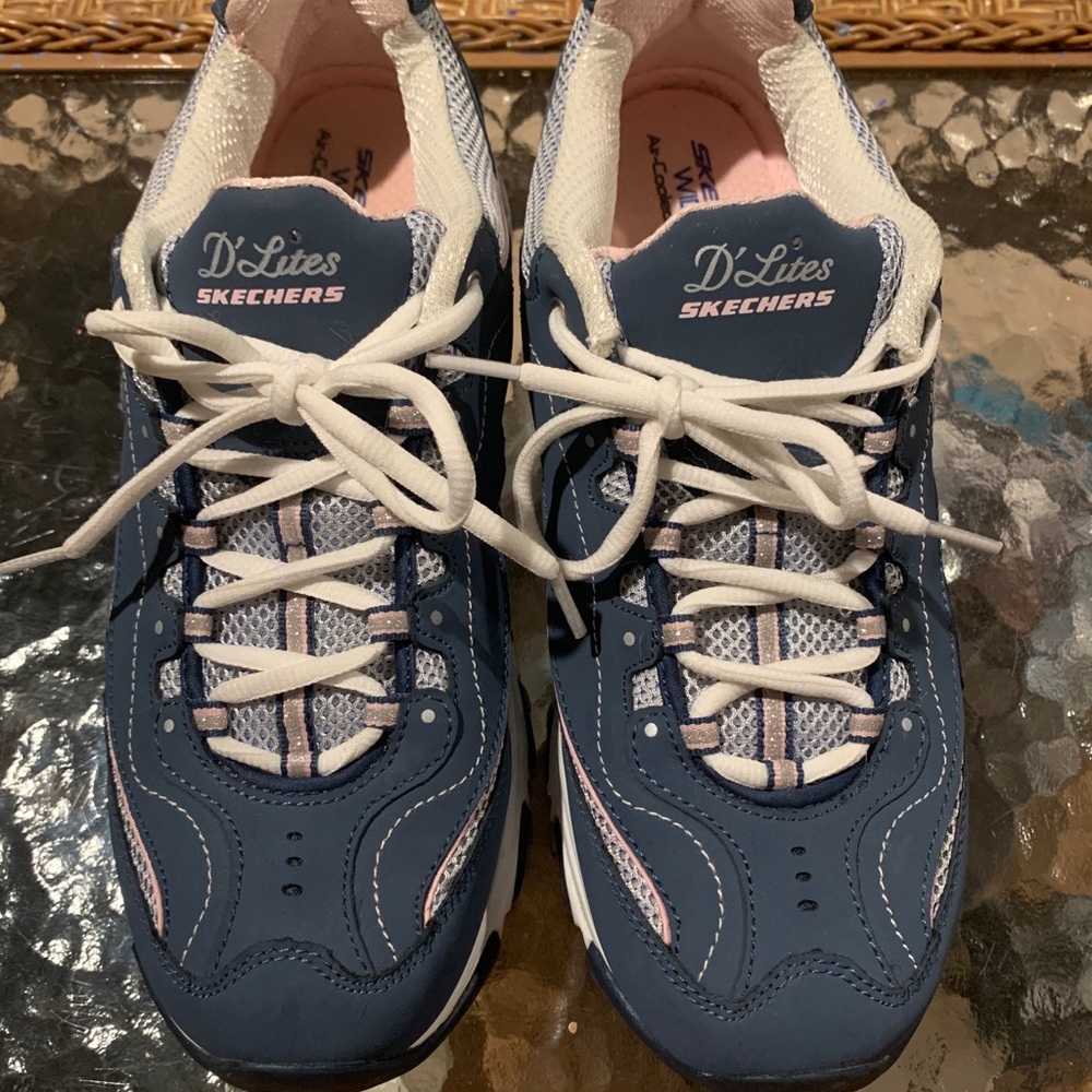 Skechers Women's D'LITES Shoes WIDE Navy/Pink